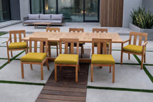 9 pc Chatsworth Teak Dining Set with Expansion Table. Sunbrella Cushion.