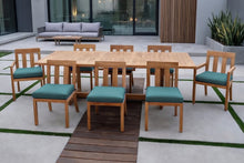 9 pc Chatsworth Teak Dining Set with Expansion Table. Sunbrella Cushion.