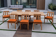 9 pc Chatsworth Teak Dining Set with Expansion Table. Sunbrella Cushion.
