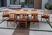9 pc Chatsworth Teak Dining Set with Expansion Table. Sunbrella Cushion.