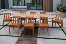 9 pc Chatsworth Teak Dining Set with Expansion Table. Sunbrella Cushion.