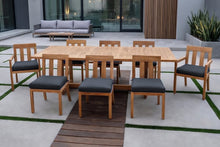 9 pc Chatsworth Teak Dining Set with Expansion Table. Sunbrella Cushion.