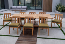 9 pc Chatsworth Teak Dining Set with Expansion Table. Sunbrella Cushion.