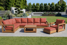 11 pc Chatsworth Teak Sectional with Coffee Table. Sunbrella Cushion