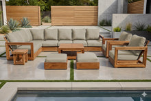13 pc Chatsworth Teak Outdoor Sectional Seating Set with Coffee Table. Sunbrella Cushion