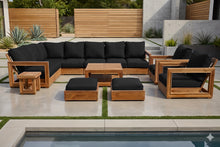 13 pc Chatsworth Teak Outdoor Sectional Seating Set with Coffee Table. Sunbrella Cushion