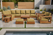 13 pc Chatsworth Teak Outdoor Sectional Seating Set with Coffee Table. Sunbrella Cushion