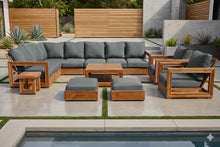 13 pc Chatsworth Teak Outdoor Sectional Seating Set with Coffee Table. Sunbrella Cushion