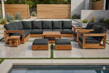 13 pc Chatsworth Teak Outdoor Sectional Seating Set with Coffee Table. Sunbrella Cushion