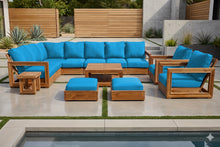 13 pc Chatsworth Teak Outdoor Sectional Seating Set with Coffee Table. Sunbrella Cushion