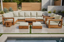 13 pc Chatsworth Teak Outdoor Sectional Seating Set with Coffee Table. Sunbrella Cushion