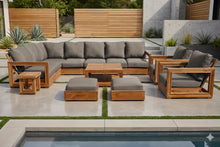 13 pc Chatsworth Teak Outdoor Sectional Seating Set with Coffee Table. Sunbrella Cushion