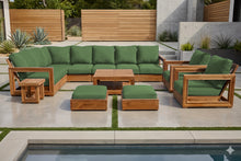 13 pc Chatsworth Teak Outdoor Sectional Seating Set with Coffee Table. Sunbrella Cushion