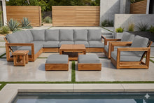 13 pc Chatsworth Teak Outdoor Sectional Seating Set with Coffee Table. Sunbrella Cushion