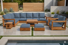 13 pc Chatsworth Teak Outdoor Sectional Seating Set with Coffee Table. Sunbrella Cushion
