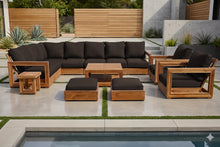 13 pc Chatsworth Teak Outdoor Sectional Seating Set with Coffee Table. Sunbrella Cushion