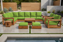 13 pc Chatsworth Teak Outdoor Sectional Seating Set with Coffee Table. Sunbrella Cushion