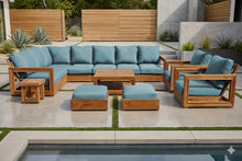 13 pc Chatsworth Teak Outdoor Sectional Seating Set with Coffee Table. Sunbrella Cushion