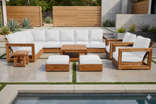 13 pc Chatsworth Teak Outdoor Sectional Seating Set with Coffee Table. Sunbrella Cushion