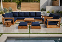 13 pc Chatsworth Teak Outdoor Sectional Seating Set with Coffee Table. Sunbrella Cushion
