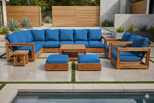 13 pc Chatsworth Teak Outdoor Sectional Seating Set with Coffee Table. Sunbrella Cushion