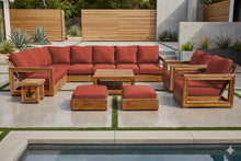 13 pc Chatsworth Teak Outdoor Sectional Seating Set with Coffee Table. Sunbrella Cushion