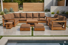 13 pc Chatsworth Teak Outdoor Sectional Seating Set with Coffee Table. Sunbrella Cushion