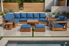 13 pc Chatsworth Teak Outdoor Sectional Seating Set with Coffee Table. Sunbrella Cushion