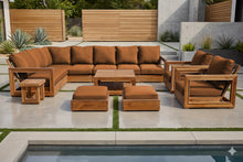 13 pc Chatsworth Teak Outdoor Sectional Seating Set with Coffee Table. Sunbrella Cushion