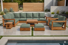 13 pc Chatsworth Teak Outdoor Sectional Seating Set with Coffee Table. Sunbrella Cushion