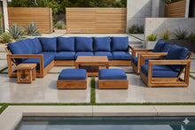 13 pc Chatsworth Teak Outdoor Sectional Seating Set with Coffee Table. Sunbrella Cushion