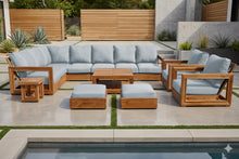 13 pc Chatsworth Teak Outdoor Sectional Seating Set with Coffee Table. Sunbrella Cushion