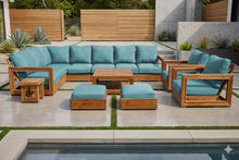 13 pc Chatsworth Teak Outdoor Sectional Seating Set with Coffee Table. Sunbrella Cushion