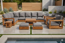 13 pc Chatsworth Teak Outdoor Sectional Seating Set with Coffee Table. Sunbrella Cushion