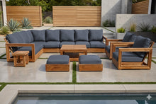 13 pc Chatsworth Teak Outdoor Sectional Seating Set with Coffee Table. Sunbrella Cushion