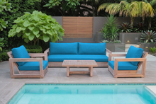 5 pc Chatsworth Teak Outdoor Deluxe Sofa Deep Seating Set with 24"x42" Coffee Table. Sunbrella Cushion