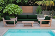 5 pc Chatsworth Teak Outdoor Deluxe Sofa Deep Seating Set with 24"x42" Coffee Table. Sunbrella Cushion