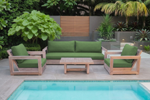 5 pc Chatsworth Teak Outdoor Deluxe Sofa Deep Seating Set with 24"x42" Coffee Table. Sunbrella Cushion