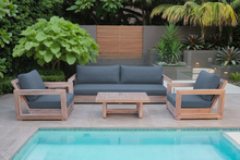 5 pc Chatsworth Teak Outdoor Deluxe Sofa Deep Seating Set with 24"x42" Coffee Table. Sunbrella Cushion