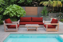 5 pc Chatsworth Teak Outdoor Deluxe Sofa Deep Seating Set with 24"x42" Coffee Table. Sunbrella Cushion