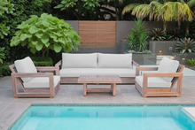 5 pc Chatsworth Teak Outdoor Deluxe Sofa Deep Seating Set with 24"x42" Coffee Table. Sunbrella Cushion