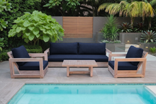 5 pc Chatsworth Teak Outdoor Deluxe Sofa Deep Seating Set with 24"x42" Coffee Table. Sunbrella Cushion