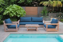 5 pc Chatsworth Teak Outdoor Deluxe Sofa Deep Seating Set with 24"x42" Coffee Table. Sunbrella Cushion
