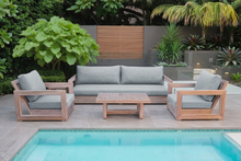 5 pc Chatsworth Teak Outdoor Deluxe Sofa Deep Seating Set with 24"x42" Coffee Table. Sunbrella Cushion
