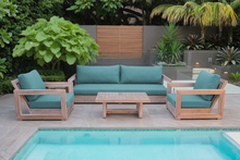 5 pc Chatsworth Teak Outdoor Deluxe Sofa Deep Seating Set with 24"x42" Coffee Table. Sunbrella Cushion