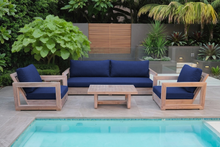 5 pc Chatsworth Teak Outdoor Deluxe Sofa Deep Seating Set with 24"x42" Coffee Table. Sunbrella Cushion