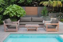 5 pc Chatsworth Teak Outdoor Deluxe Sofa Deep Seating Set with 24"x42" Coffee Table. Sunbrella Cushion