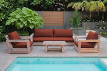 5 pc Chatsworth Teak Outdoor Deluxe Sofa Deep Seating Set with 24"x42" Coffee Table. Sunbrella Cushion