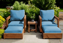 5 pc Chatsworth Teak Club Chair Chat Group. Sunbrella Cushion.
