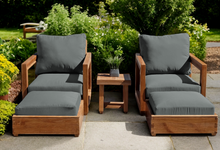 5 pc Chatsworth Teak Club Chair Chat Group. Sunbrella Cushion.